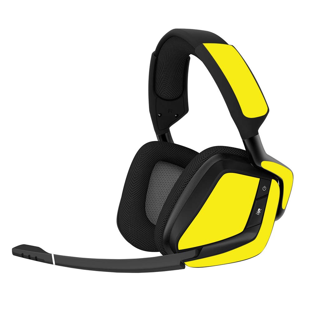 MIGHTY SKINS MightySkins Skin for Corsair Void Pro Headset - Solid Yellow, Durable Vinyl Decal Cover, Easy to Apply & Remove