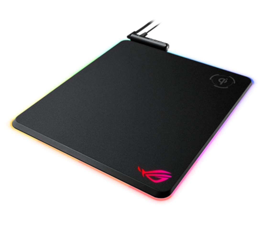 ASUS ROG Balteus Qi Vertical Gaming Mouse Pad with Wireless Qi Charging Zone, Hard Micro-Textured Gaming Surface, USB Pass-Throu