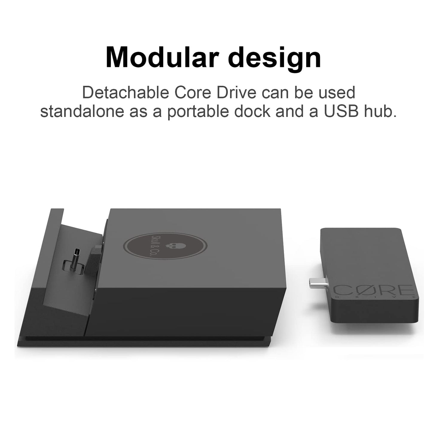 Skull & Co. Jumpgate Pro Portable Dock with HDMI Adapter for Nintendo Switch, Smartphone, MacBook - Pro-Black with Extension Cable