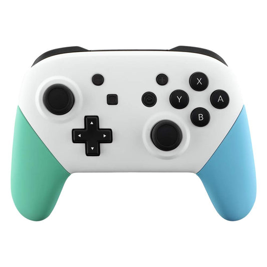 eXtremeRate White Faceplate Backplate Mint Green Heaven Blue Handles for Nintendo Switch Pro Controller, DIY Replacement Hand Gr