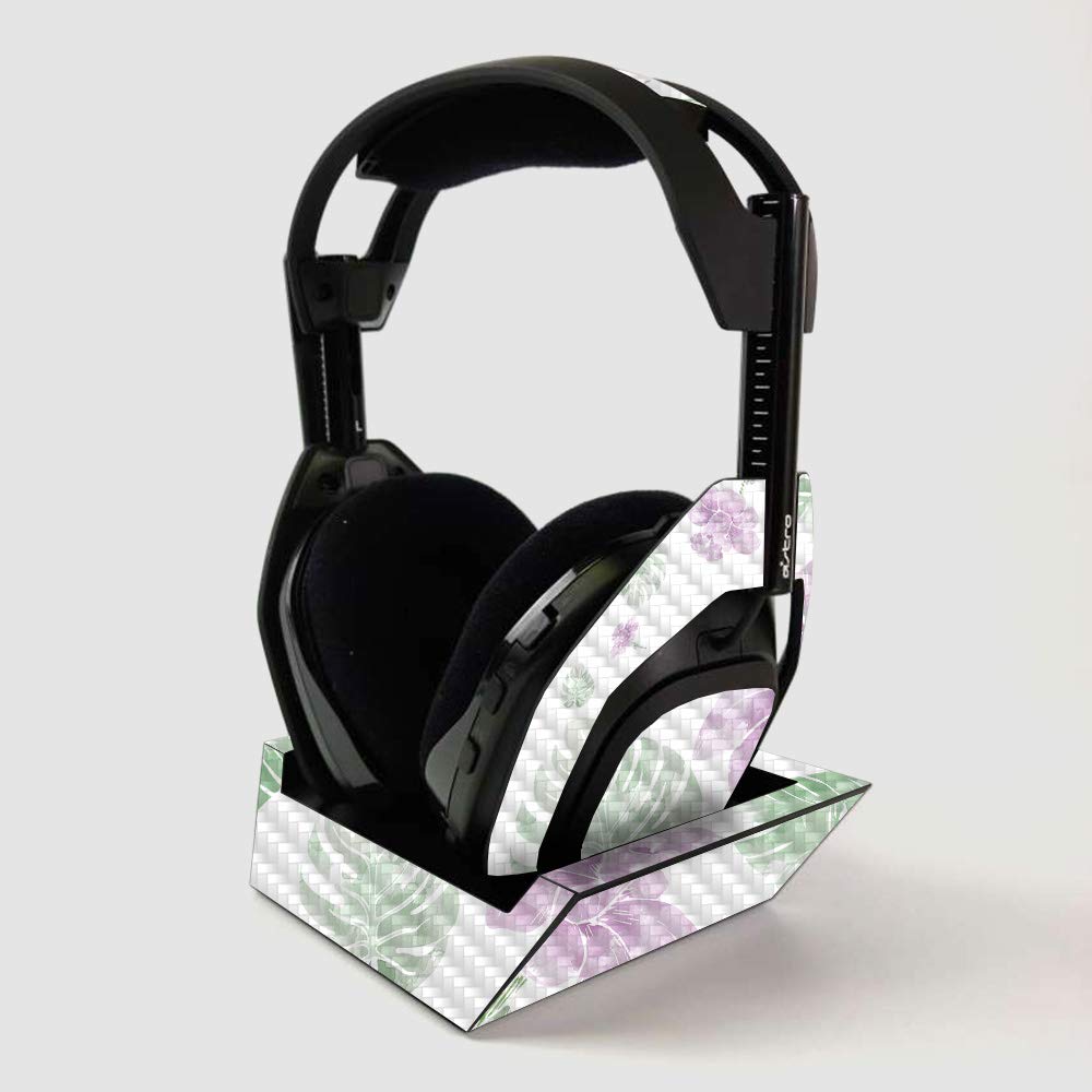 MightySkins Carbon Fiber Skin For ASTRO Gaming A50 Wireless Headphones + Base Station - Water Color Flowers | Protective  Durable Textured Carbon Fiber Finish | Easy To Apply | Made in the USA