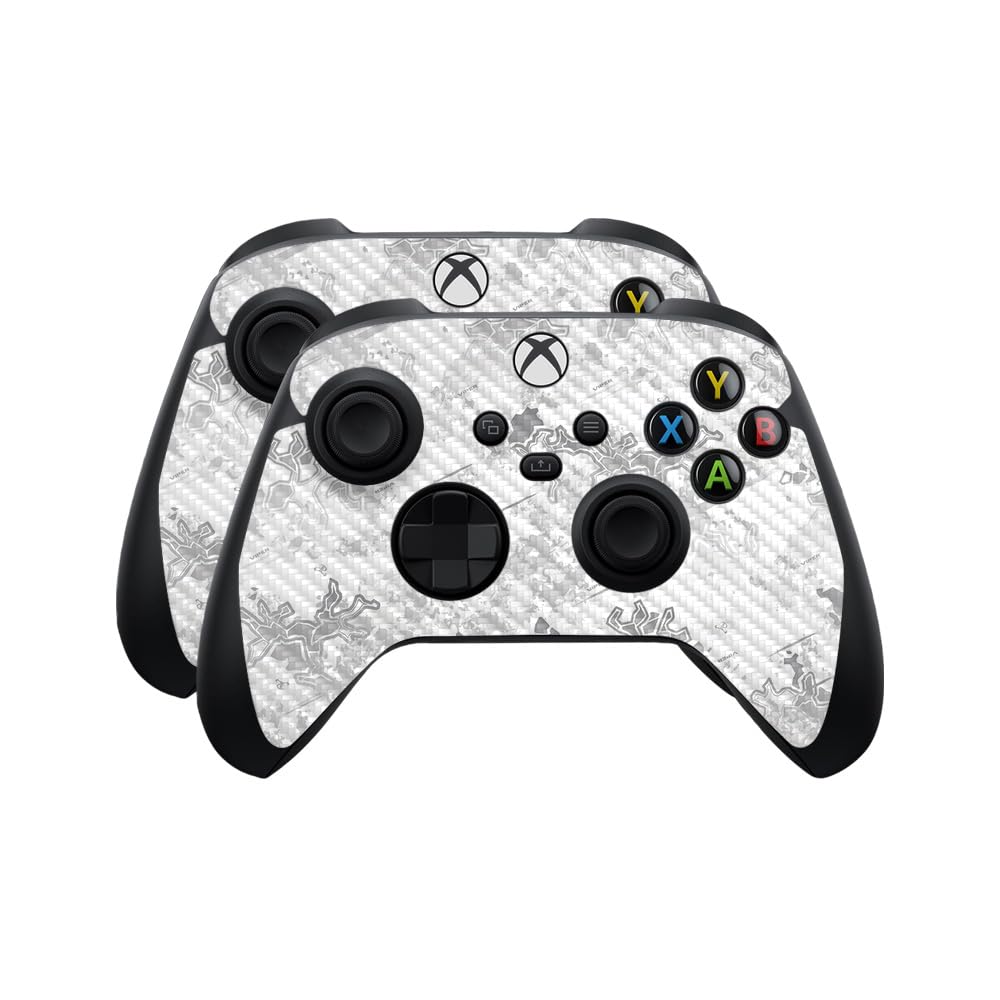 Carbon Fiber Skin Compatible with Microsoft Xbox Series X|S Controller (2 Pack) - Viper Snow - Premium 3M Vinyl Protective Wrap Decal Cover - Easy to Apply | Crafted in The USA by MightySkins