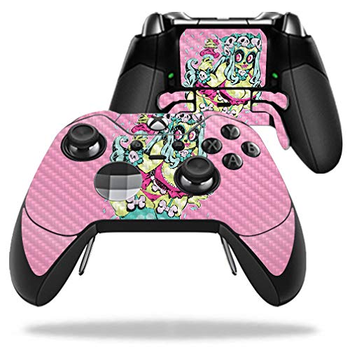 MightySkins Carbon Fiber Skin for Microsoft Xbox One Elite Controller - Sugar Skull Girl | Protective  Durable Textured Carbon Fiber Finish | Easy to Apply  Remove  and Change Styles | Made in The USA