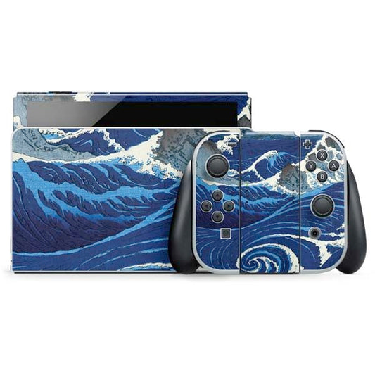 Skinit Decal Gaming Skin Compatible with Nintendo Switch OLED (2021) - Officially Licensed View of The Naruto whirlpools at Awa by Hiroshige Design