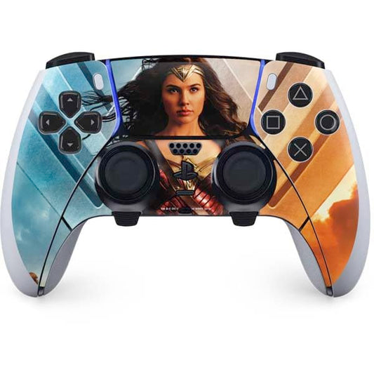 Skinit Decal Gaming Skin Compatible with PS5 DualSense Edge Pro Controller - Officially Licensed DC Comics Wonder Woman Main Characters Poster Design