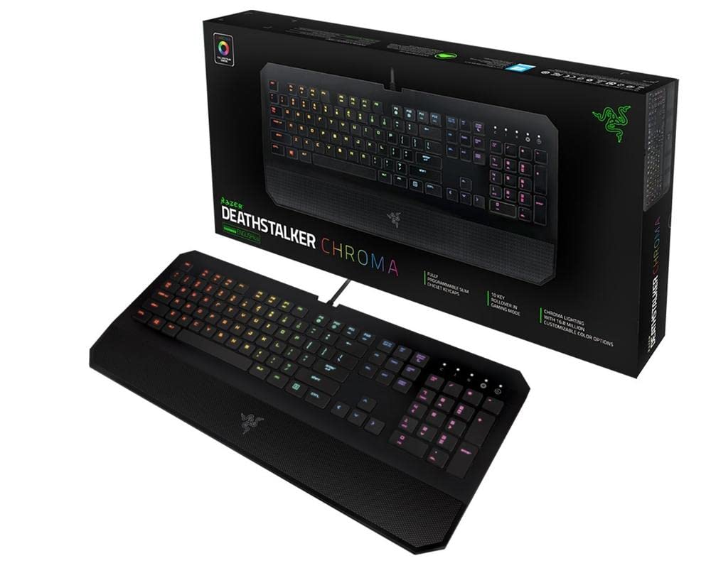 Razer DeathStalker Expert Gaming Keyboard - Backlit, Ergonomic, Fully Programmable, Membrane, Black, Model RZ03-00800100-R3U1