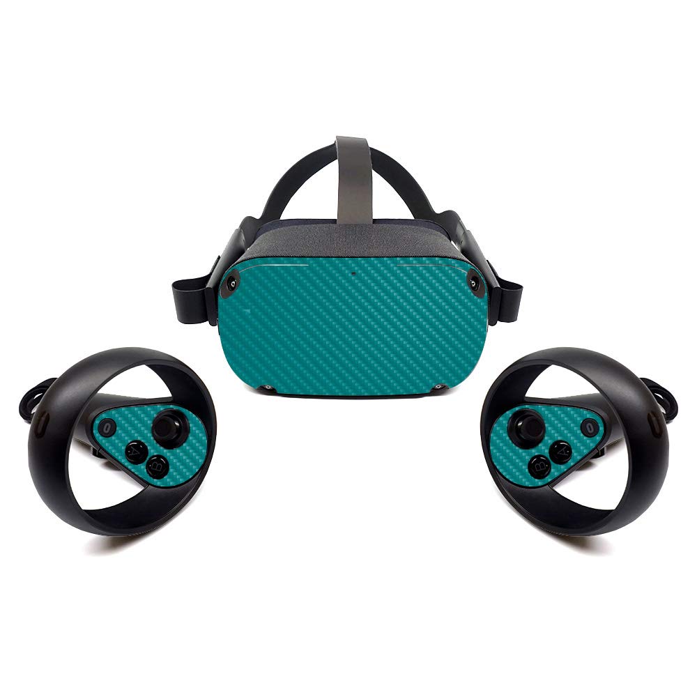 MightySkins Carbon Fiber Skin for Oculus Quest - Teal | Protective  Durable Textured Carbon Fiber Finish | Easy to Apply  Remove  and Change Styles | Made in The USA (CF-OCQU-Solid Teal)