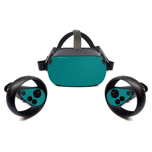 MightySkins Carbon Fiber Skin for Oculus Quest - Teal | Protective  Durable Textured Carbon Fiber Finish | Easy to Apply  Remove  and Change Styles | Made in The USA (CF-OCQU-Solid Teal)