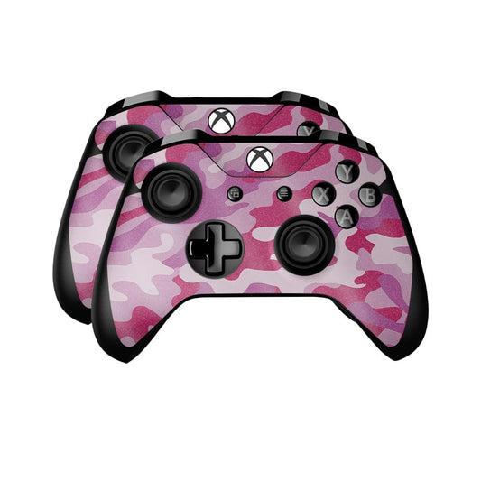 Glossy Glitter Skin Compatible with Microsoft Xbox One Controller (2 Pack) - Pink Camo - Premium 3M Vinyl Protective Wrap Decal Cover - Easy to Apply | Crafted in The USA by MightySkins