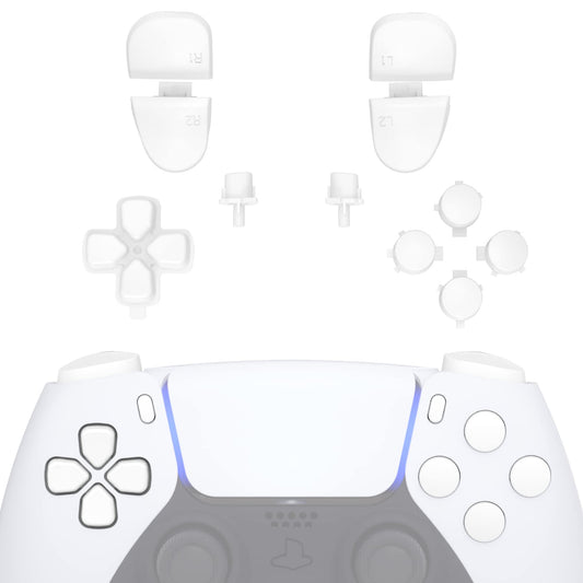 eXtremeRate Replacement D-pad R1 L1 R2 L2 Triggers Share Options Face Buttons  White Full Set Buttons Compatible with ps5 Controller BDM-030 BDM-040 BDM-050 - Controller NOT Included