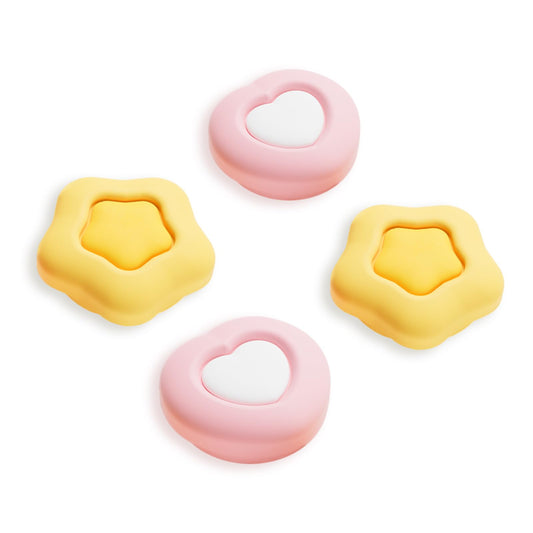 GeekShare 4pcs Thumb Grip Caps Compatible with Switch 2  Anti-Slip Silicone Thumb Grip Caps for Switch 2025(Cream Heart)