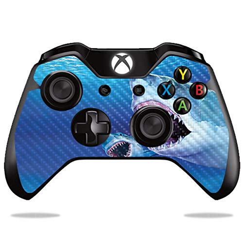 MightySkins Carbon Fiber Skin for Microsoft Xbox One or One S Controller - Great Whites | Protective  Durable Textured Carbon Fiber Finish | Easy to Apply  Remove  and Change Styles | Made in The USA