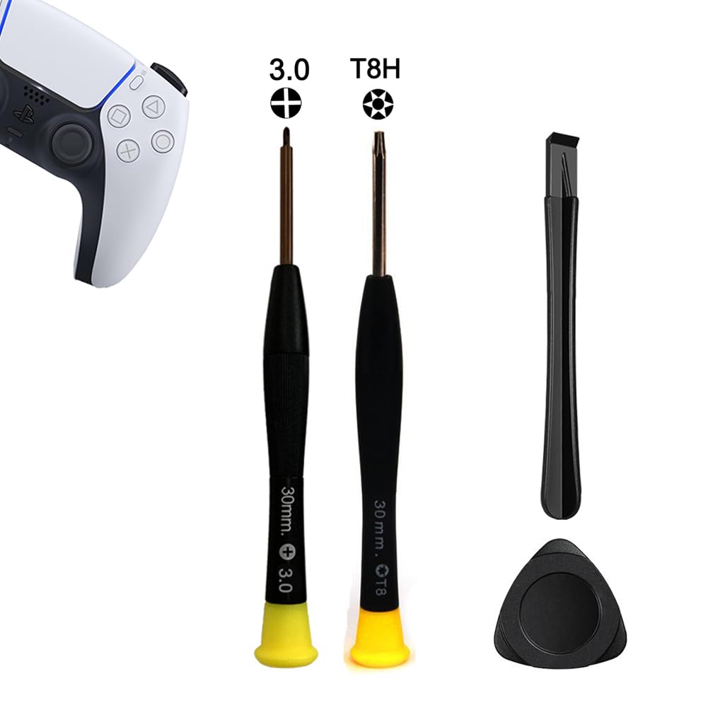 Cleaning Repair Tool Kit for PS5  PS4  PS3  PS2  PS1 Playstation Controller with Paddles  Crossed Screwdriver PH0(+3.0)  T8H Plastic Safe Pry Bar  Triangle Paddle  screwdriver Set Accessories.(PS-4)