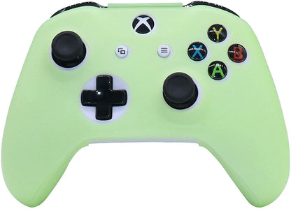 HLRAO Xbox One S Controller Silicone Grip Case, Glow Green, Glow in The Dark + 6 Accessories, Not for Xbox Series Controller
