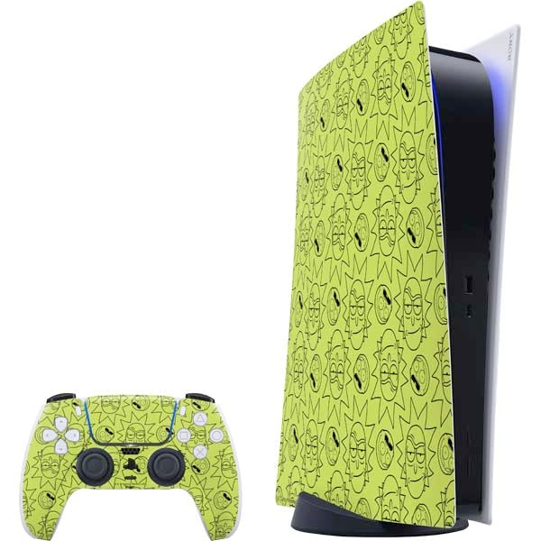 Skinit Decal Gaming Skin Compatible with PS5 Digital Edition Bundle - Officially Licensed Adult Swim Rick and Morty Rick and Morty All Over Print Design