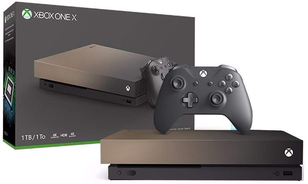 Microsoft Xbox One X Gold Rush Limited Edition 1TB Console with Wireless Controller - Enhanced  Native 4K Gaming  Ultra HDR (Renewed) [Video Game]