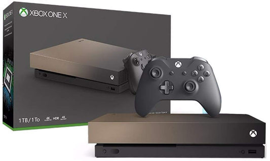 Microsoft Xbox One X Gold Rush Limited Edition 1TB Console with Wireless Controller - Enhanced  Native 4K Gaming  Ultra HDR (Renewed) [Video Game]