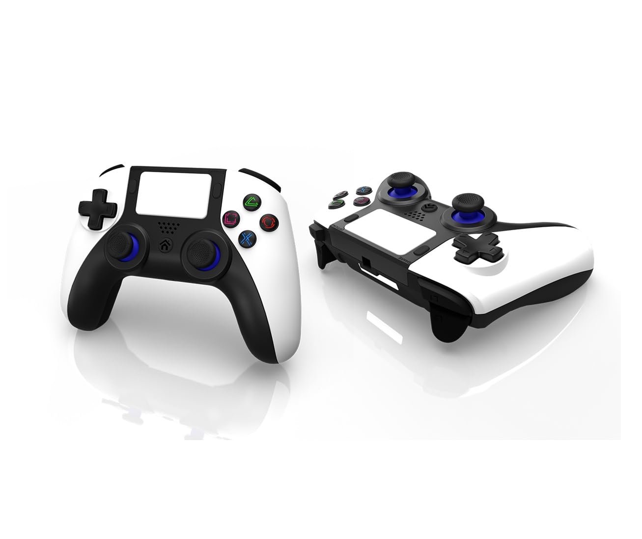 megacom Wireless Bluetooth Controller for P4/PC - Gamepad with Remap Keys, Dual Vibration, Rechargeable Battery, White