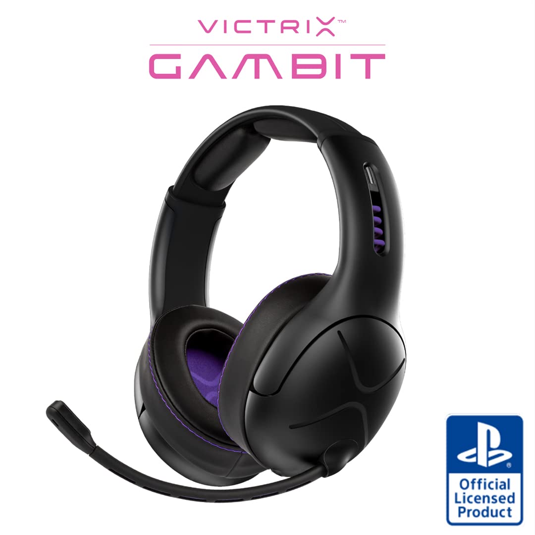 PDP Victrix Gambit Black Wireless/Wired Gaming Headset - PS4/PS5, Esports-Ready, Noise Cancelling, Over-Ear, Model 052-003-NA
