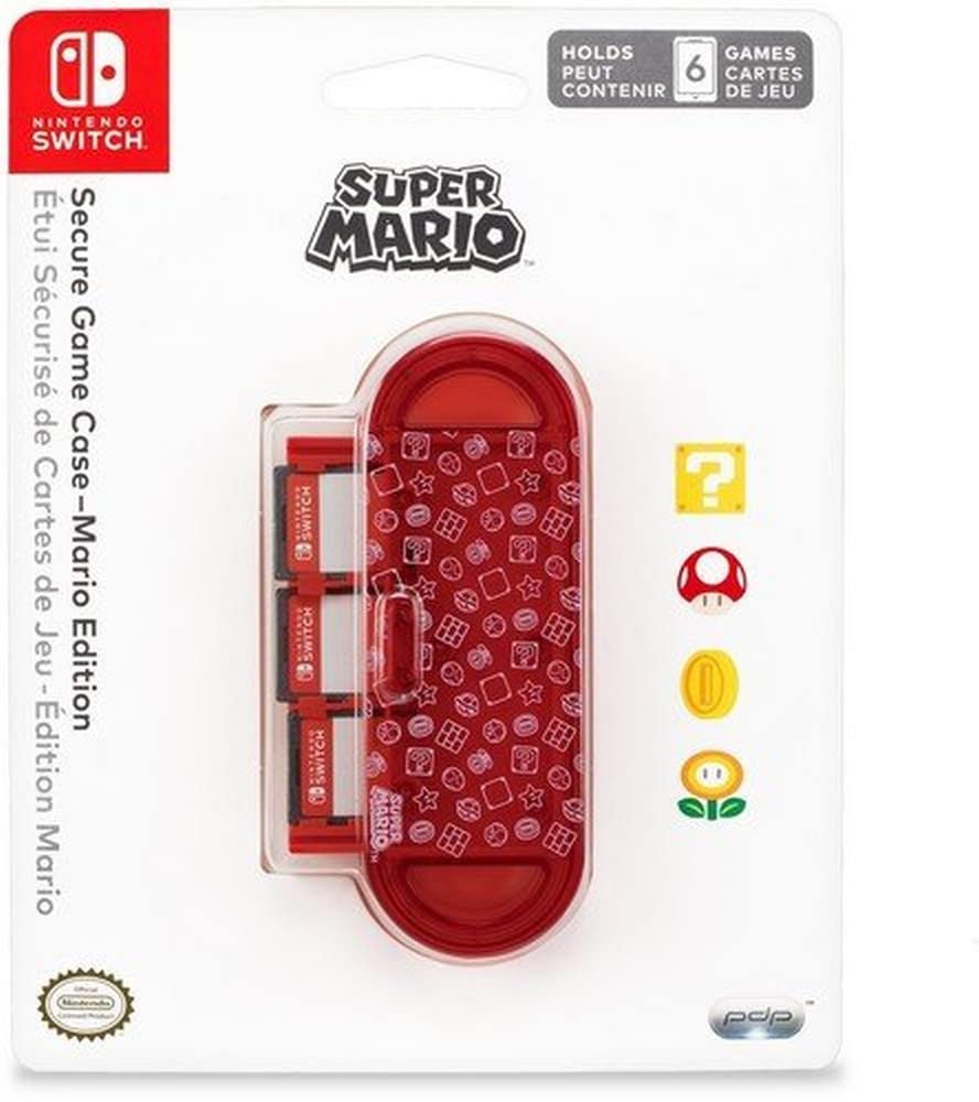 PDP Gaming Super Mario Bros Game Case for 6 Games - Red, Model 500-032, Durable & Secure for Nintendo Switch