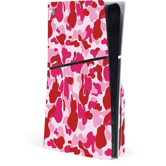 Skinit Decal Gaming Skin Compatible with PS5 Slim Disk Console - Pink Street Camo Design