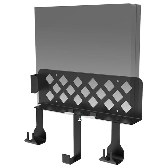 Wall Mount Bracket Compatible for PS4 Slim PS4 Slim Wall Mount Holder with Detachable 2 Controller Holder & Headphone Hanger Mount on The Wall or The Back of The TV