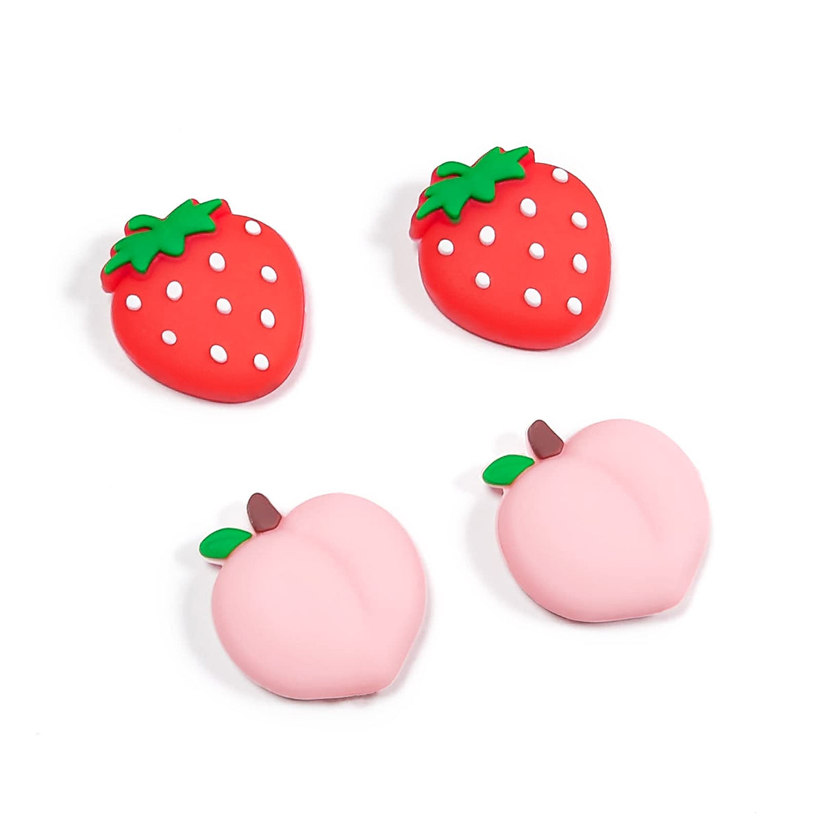 DLseego Strawberry & Peach Thumb Grips Caps for Switch Lite/Switch/Switch OLED Cute Fruit Soft Silicone Joystick Button Caps Analog Joy Con Stick Protective Cover - Red and Pink (4PCS)