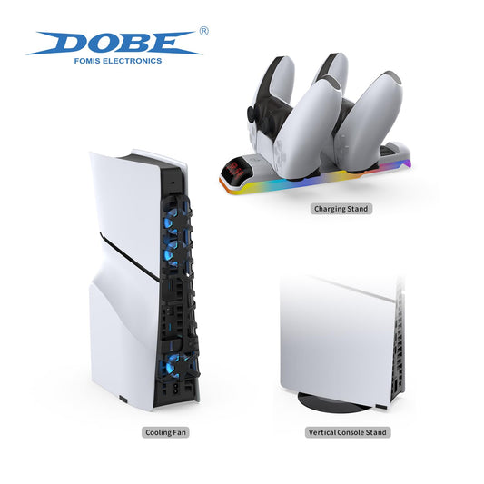 DOBE - 3-in-1 PS5 Slim Kit  PS5 SLIM Console Stand  Dual Charging  Ambient Light
