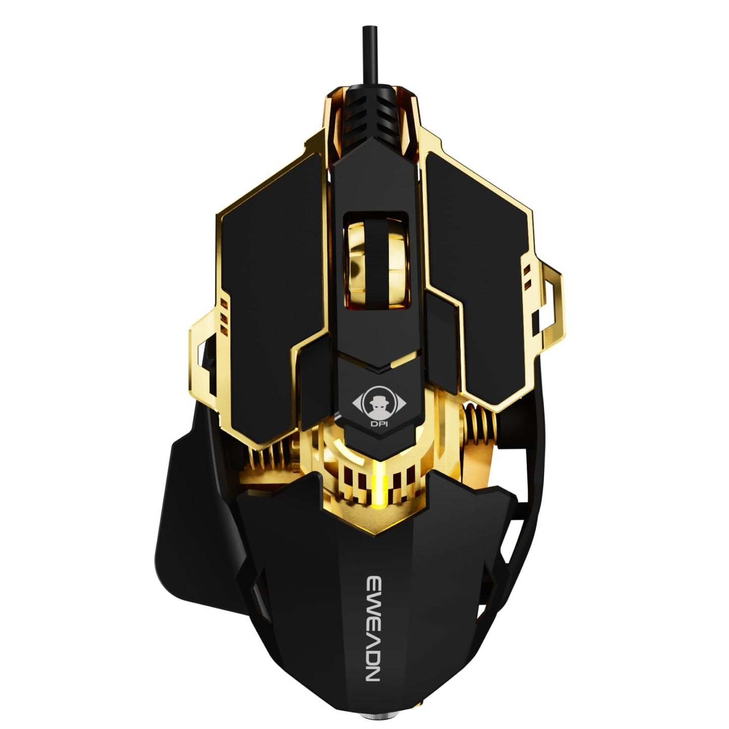 SEUNKWANG EWEADN G5 Wired Gaming Mouse  Ergonomic RGB Computer Mouse  12800 Adjustable DPI  9 Programmable Macro Buttons with Rapid Fire Key Compatible for PC/Laptop/Windows- Black&Gold