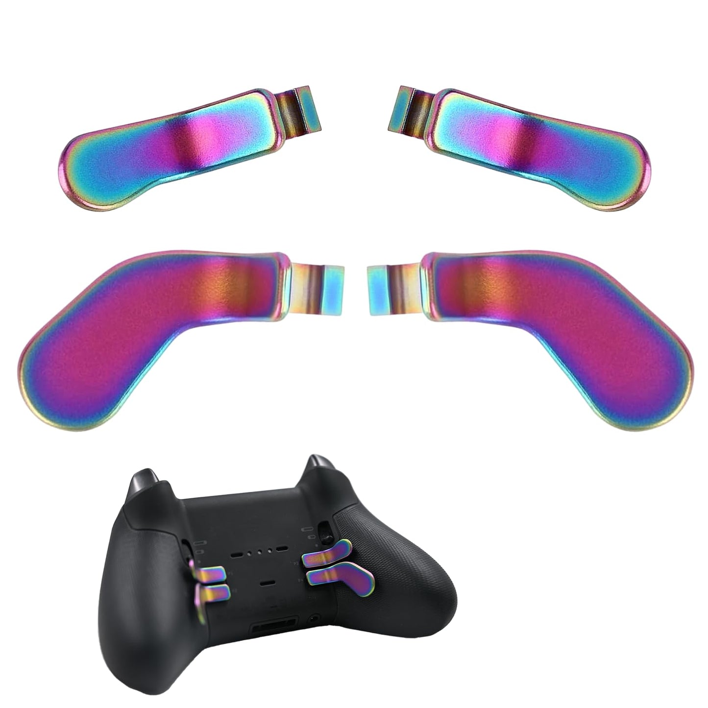 4 Pack Elite Controller Paddles for Xbox One Elite Series 2 Controller Elite Series 2 Core Controller Metal Paddles Back Hair Trigger Locks Replacement Accessories for Xbox Elite 2 Core/Elite Controller Series 2(Rainbow) [video game]