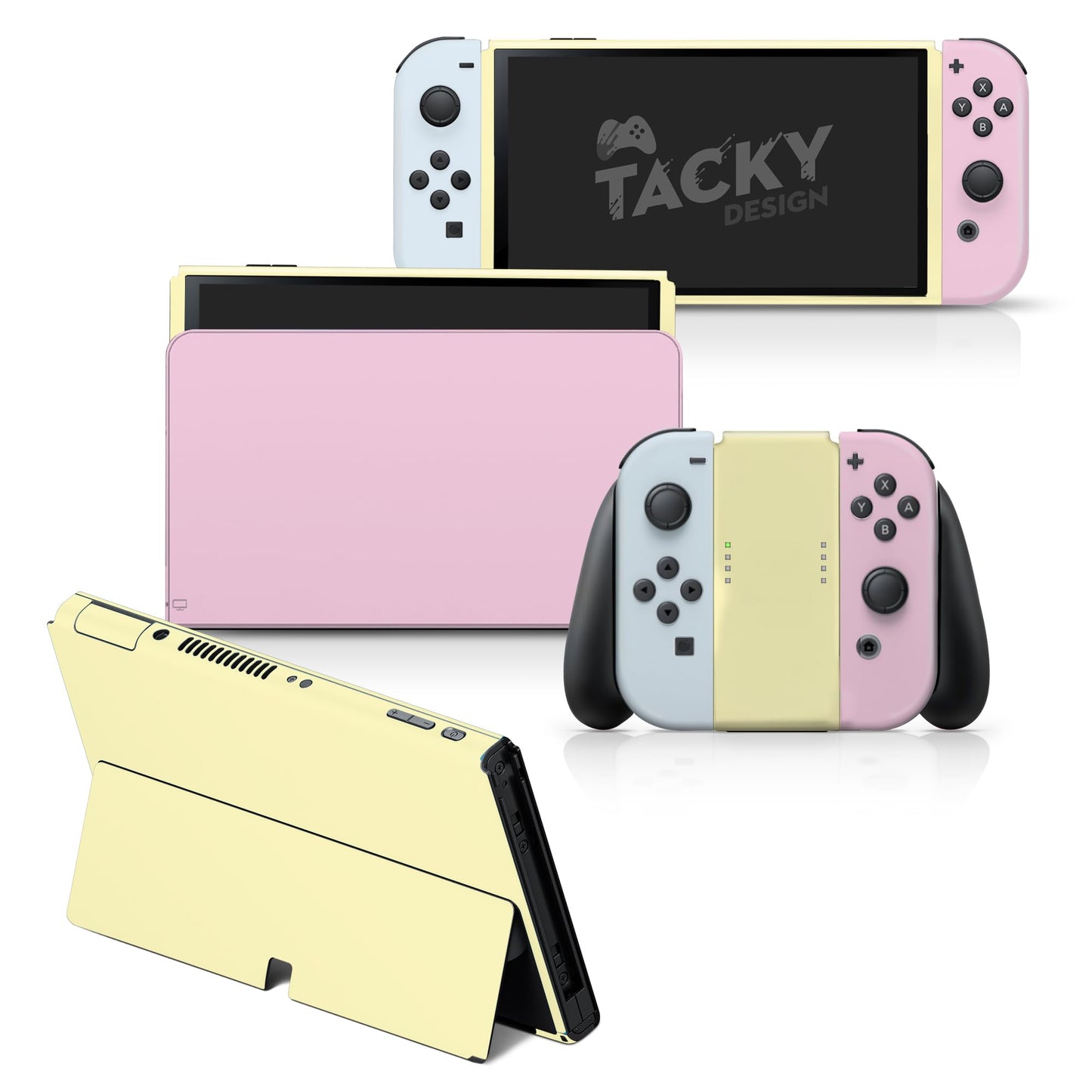 Tacky Design Color Blocking Skin Compatible with Nintendo Switch OLED Skin Wrap Cover  Colorwave for Switch OLED Stickers  Premium 3M Vinyl (Pink & Baby Blue  Nintendo Switch OLED)