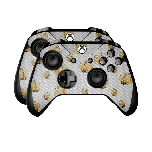Carbon Fiber Skin Compatible with Microsoft Xbox One Controller (2 Pack) - Yellow Poppy - Premium 3M Vinyl Protective Wrap Decal Cover - Easy to Apply | Crafted in The USA by MightySkins