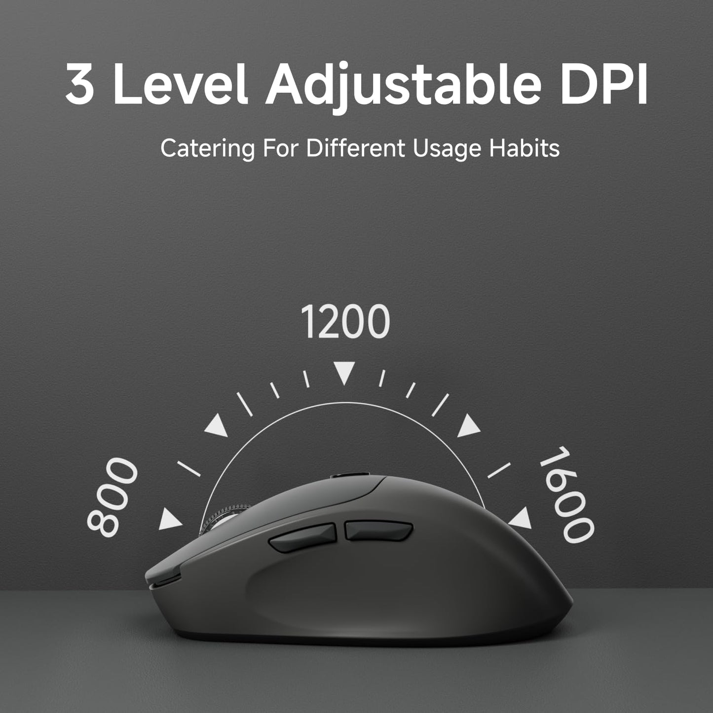 SEUNKWANG Q5 Wireless Mouse - Bluetooth & 2.4G, 1600 DPI, Ergonomic, Black
