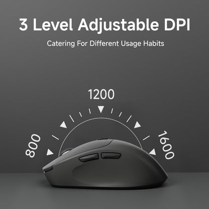SEUNKWANG Q5 Wireless Mouse - Bluetooth & 2.4G, 1600 DPI, Ergonomic, Black