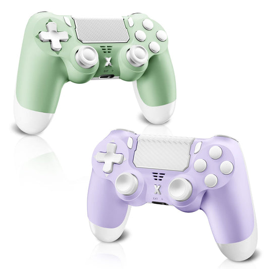 Puiseno Wireless Controller for PS-4  Dual Vibration Game Joystick/Motion Sensing/Touchpad/Speaker/3.5mm Audio Jack Headphone  Upgraded Six-Axis Sensor  Compatible with PS4/Slim/Pro Console/PC (green+purple)