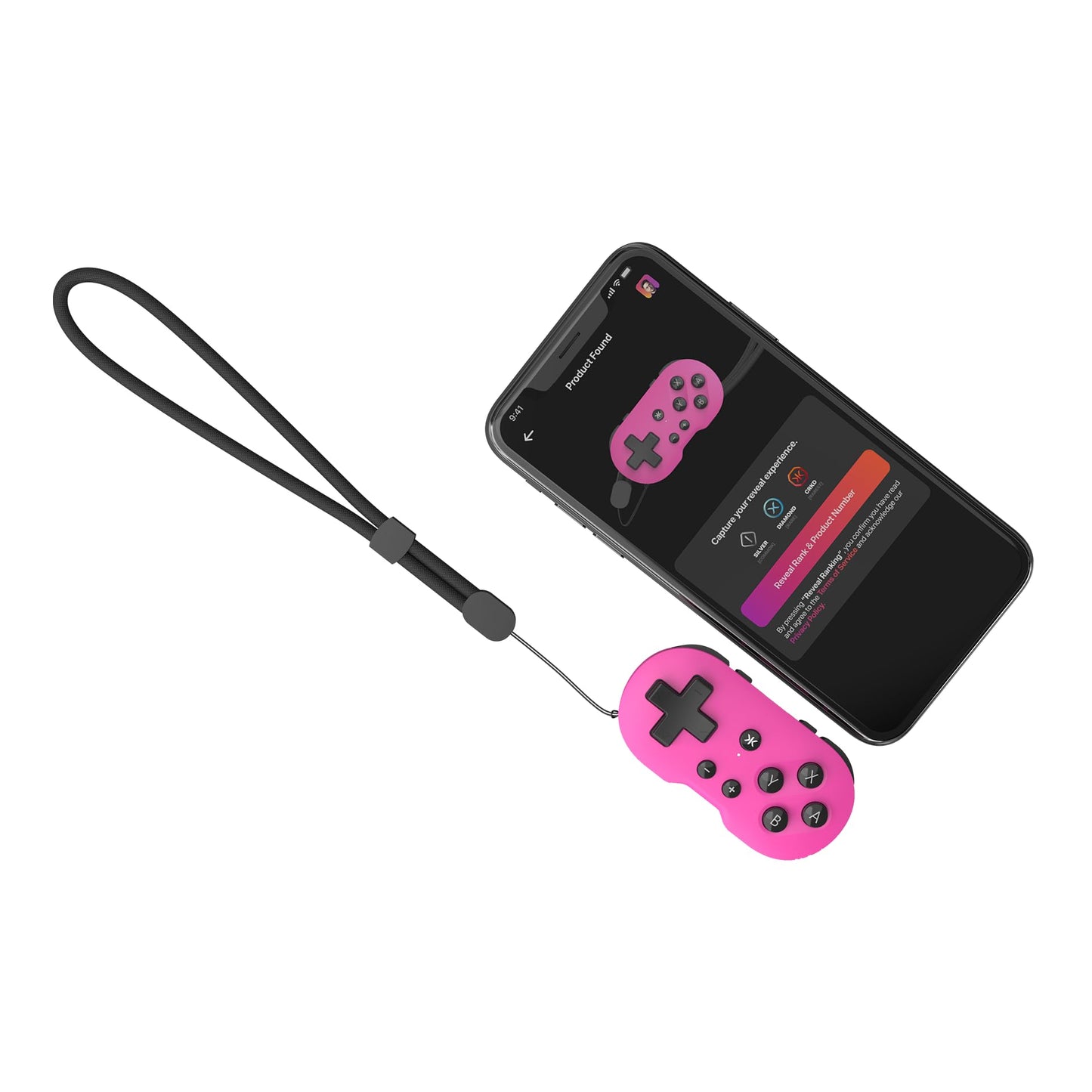 CRKD ATOM Keychain Controller for Nintendo Switch, PC, Mac, Mobile - Mini, Hot Pink, Model 24-AT