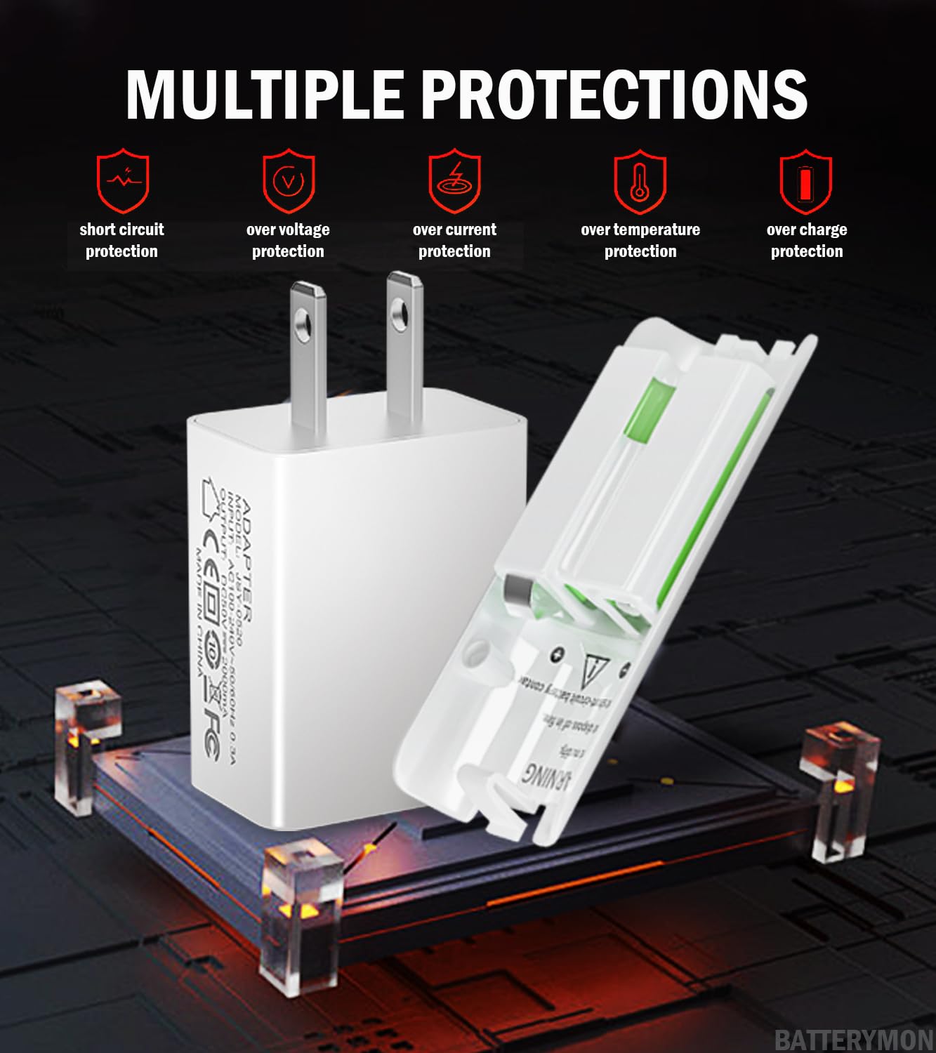 BatteryMon Dual Charging Station Dock for Wii/Wii U - Includes 2x 2800mAh Rechargeable Battery Packs and USB Cable