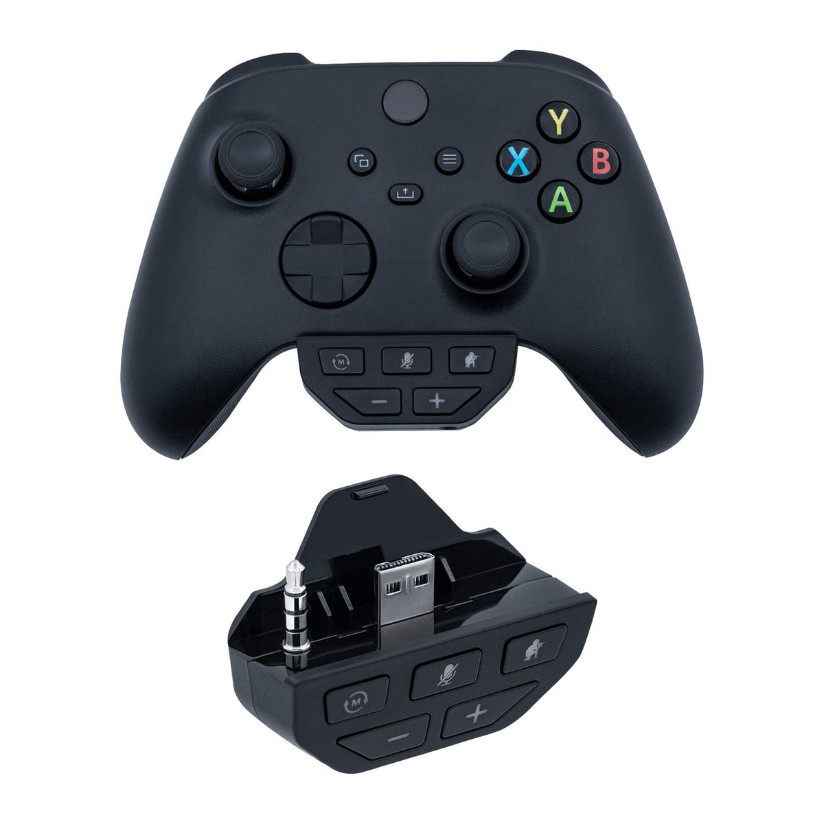 Mcbazel Headset Adapter for Xbox Series X/S  Stereo Headset Audio Adapter with Volume Adjustment for Xbox One with 3.5mm Jack Controllers/Xbox One S/Xbox Series X & S Controllers - Black