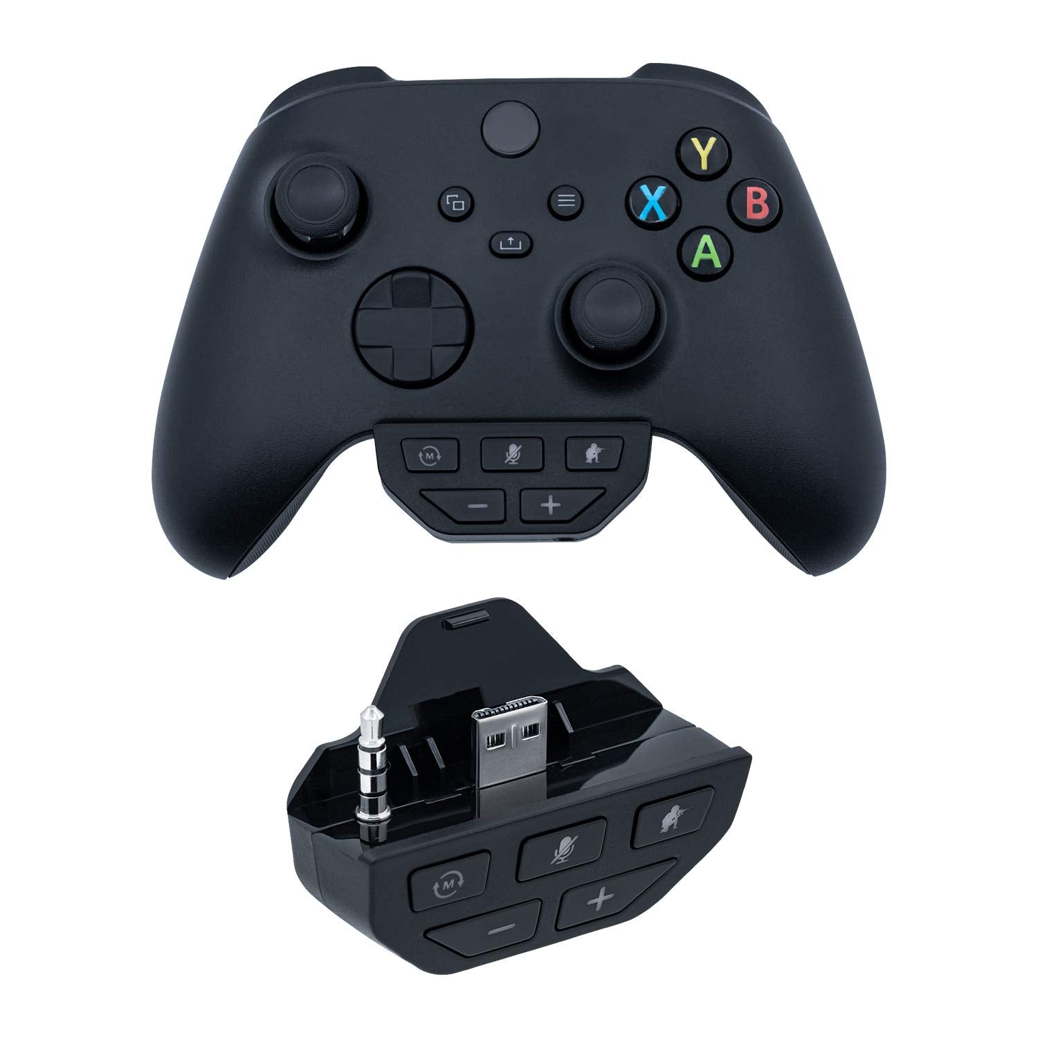 Mcbazel Headset Adapter for Xbox Series X/S  Stereo Headset Audio Adapter with Volume Adjustment for Xbox One with 3.5mm Jack Controllers/Xbox One S/Xbox Series X & S Controllers - Black