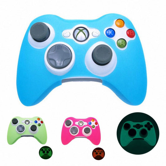 BR Xbox 360 Game Controller Silicone Case - Blue Glow in Dark, Model XB-SCGLOW-BLUE, Durable Protector Cover, Many Colors Available