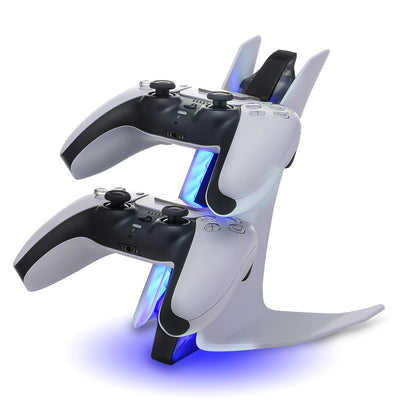 HEATFUN PS5 Controller Charger Station - White, LED Light, Includes Charger Cable, Model TP5-0557