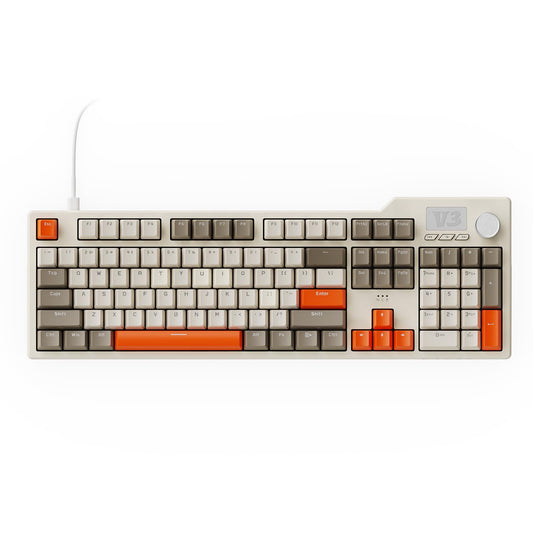 NACODEX AK35I V3 104-Key Full Size Wired Gasket Mount Gaming Keyboard with Multimedia Buttons & Knob Control | Five Layer Pad | OEM Profile PBT Keycaps | White Backlit Custom Keyboard