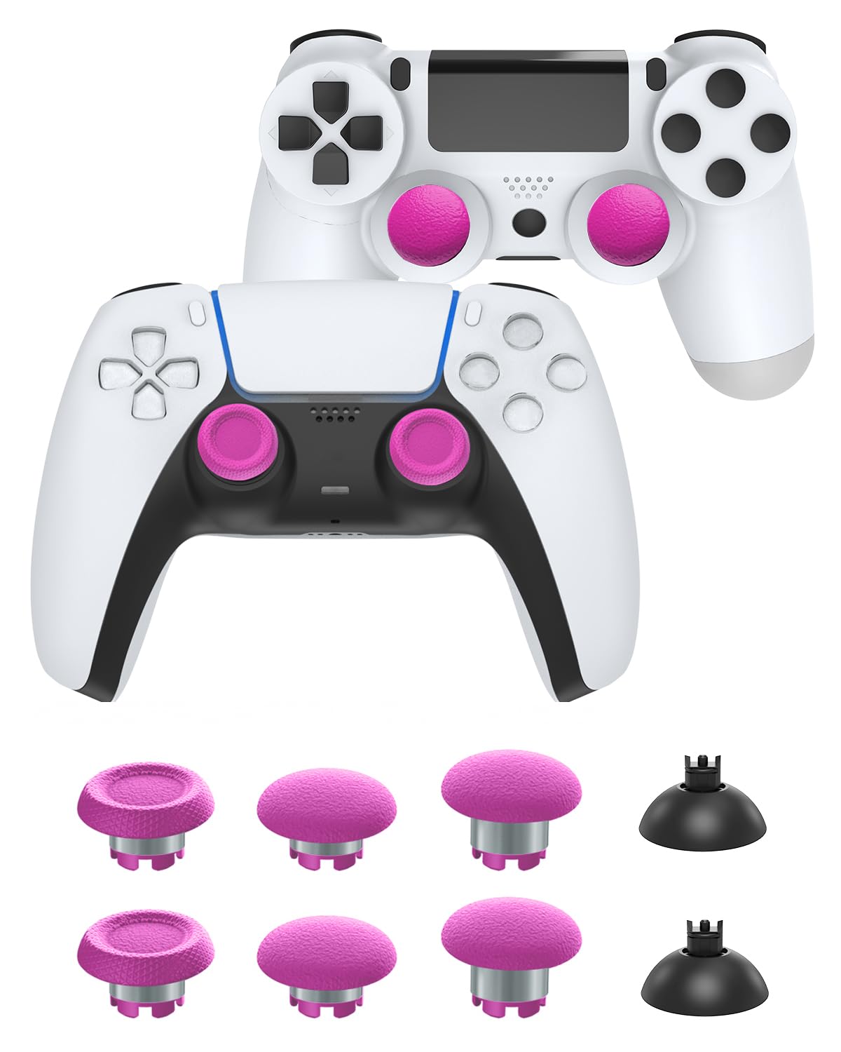 CHARM FOCUS Thumbsticks for PS5 Controller Accessories  Thumb Sticks for PS4 Controller Joystick Replacement Kit  Analog Thumb Grips for Switch Pro Controller Thumbsticks  6 Joystick  2 Base  Rose