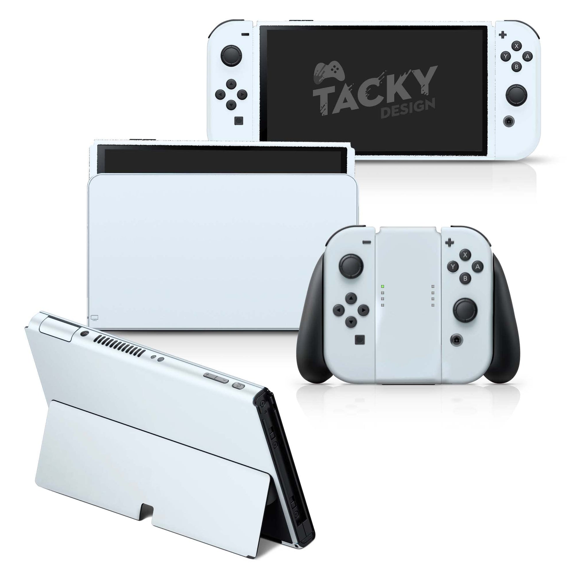 Tacky Design Classic Solid Color Skin Compatible with Nintendo Switch OLED Skin Wrap Cover  Simple Color Skin for Nintendo Switch OLED Stickers  Premium Vinyl 3M Full Wrap Decal (Pastel Blue)