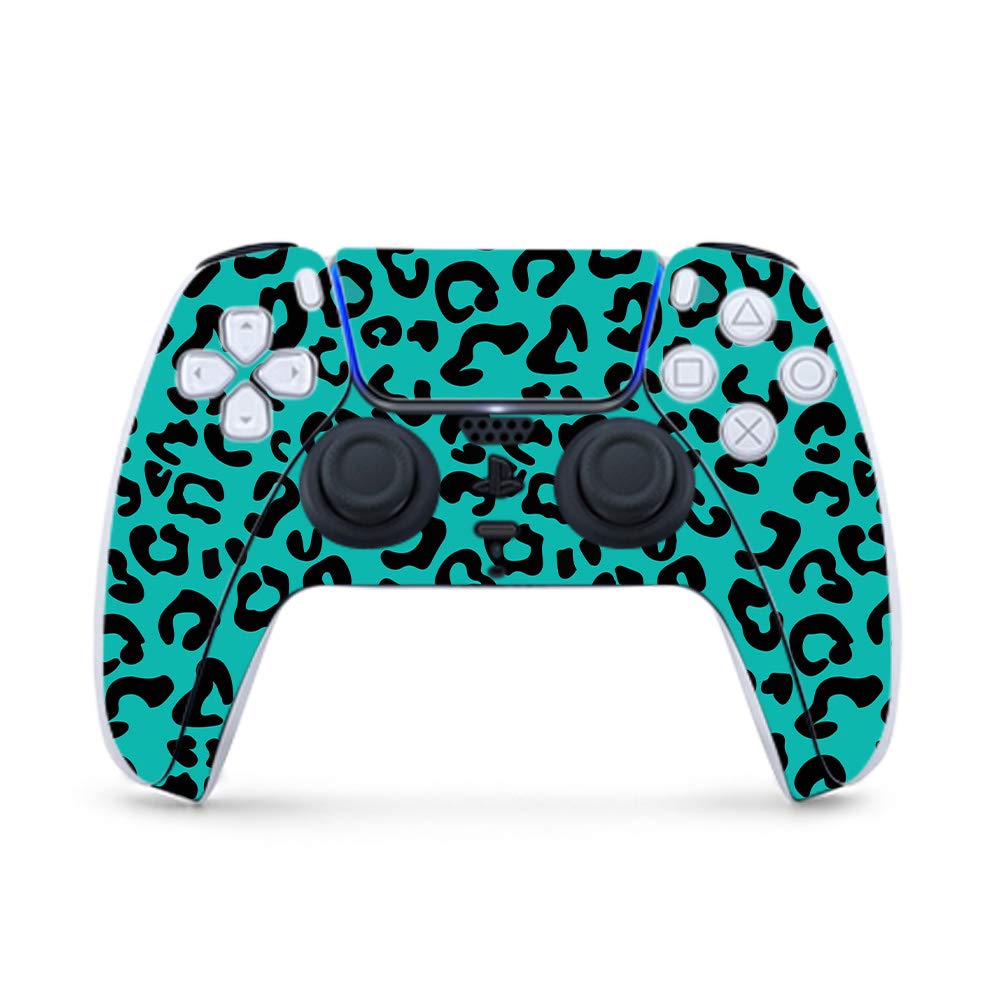MightySkins Gaming Skin for PS5 / Playstation 5 Controller - Teal Leopard | Protective Viny wrap | Easy to Apply and Change Style | Made in The USA