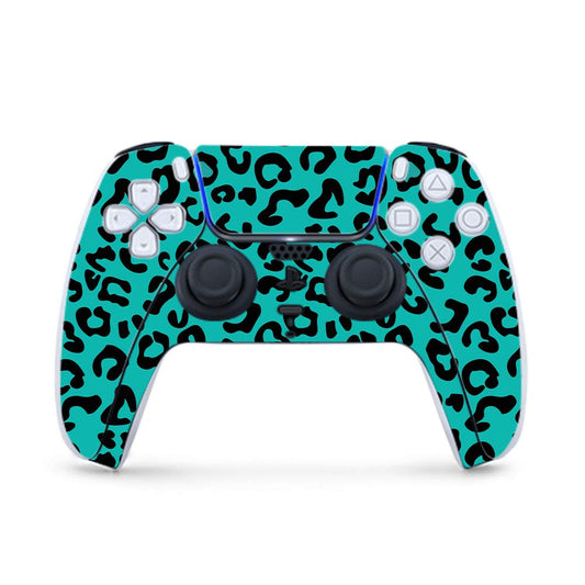 MightySkins Gaming Skin for PS5 / Playstation 5 Controller - Teal Leopard | Protective Viny wrap | Easy to Apply and Change Style | Made in The USA