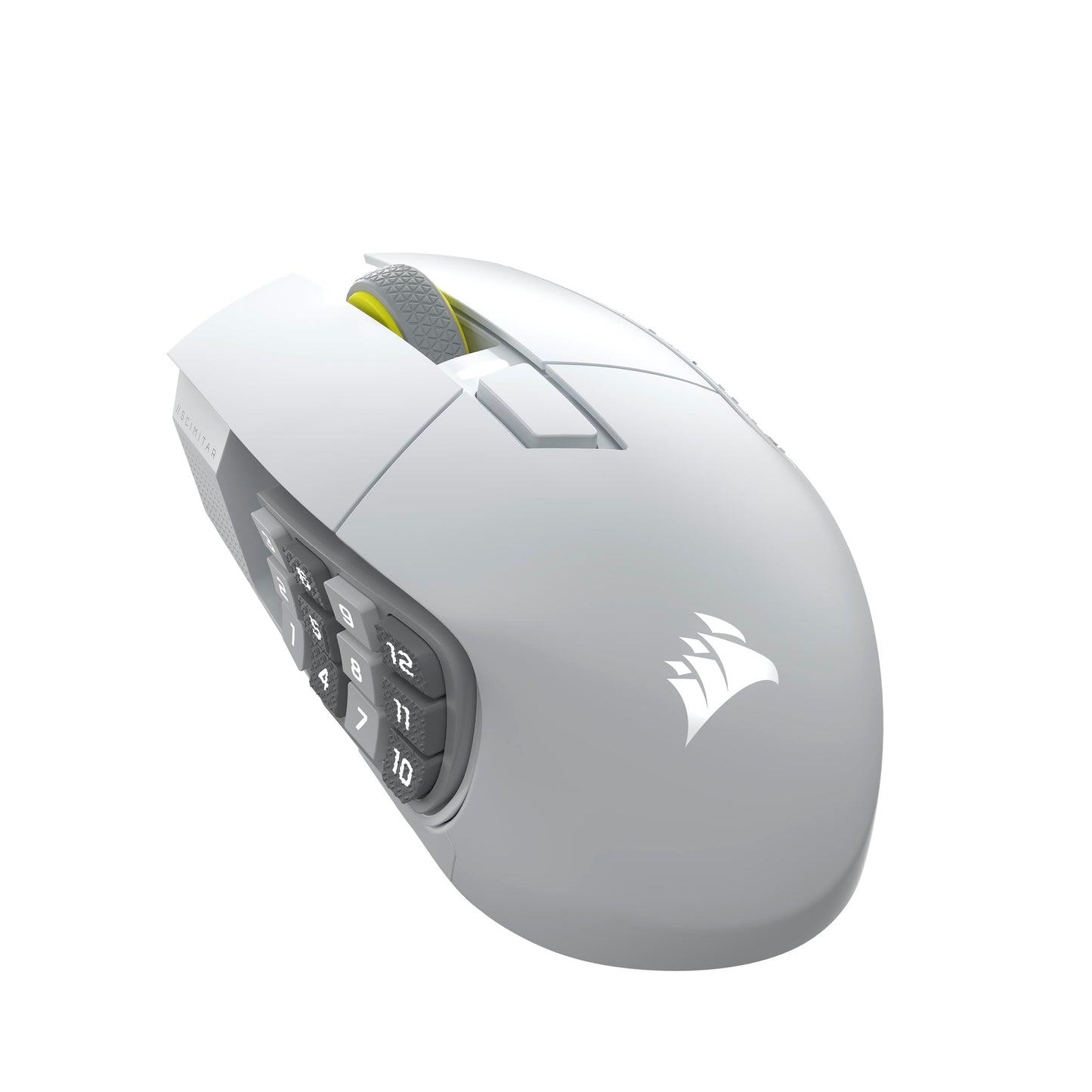 Corsair Scimitar fine design Wireless SE MMO Gaming Mouse - 33 000 DPI  16 Programmable Buttons  Adjustable Key Slider  Elgato Stream Deck Integration  1 000Hz Polling  Up to 150hrs Battery - White