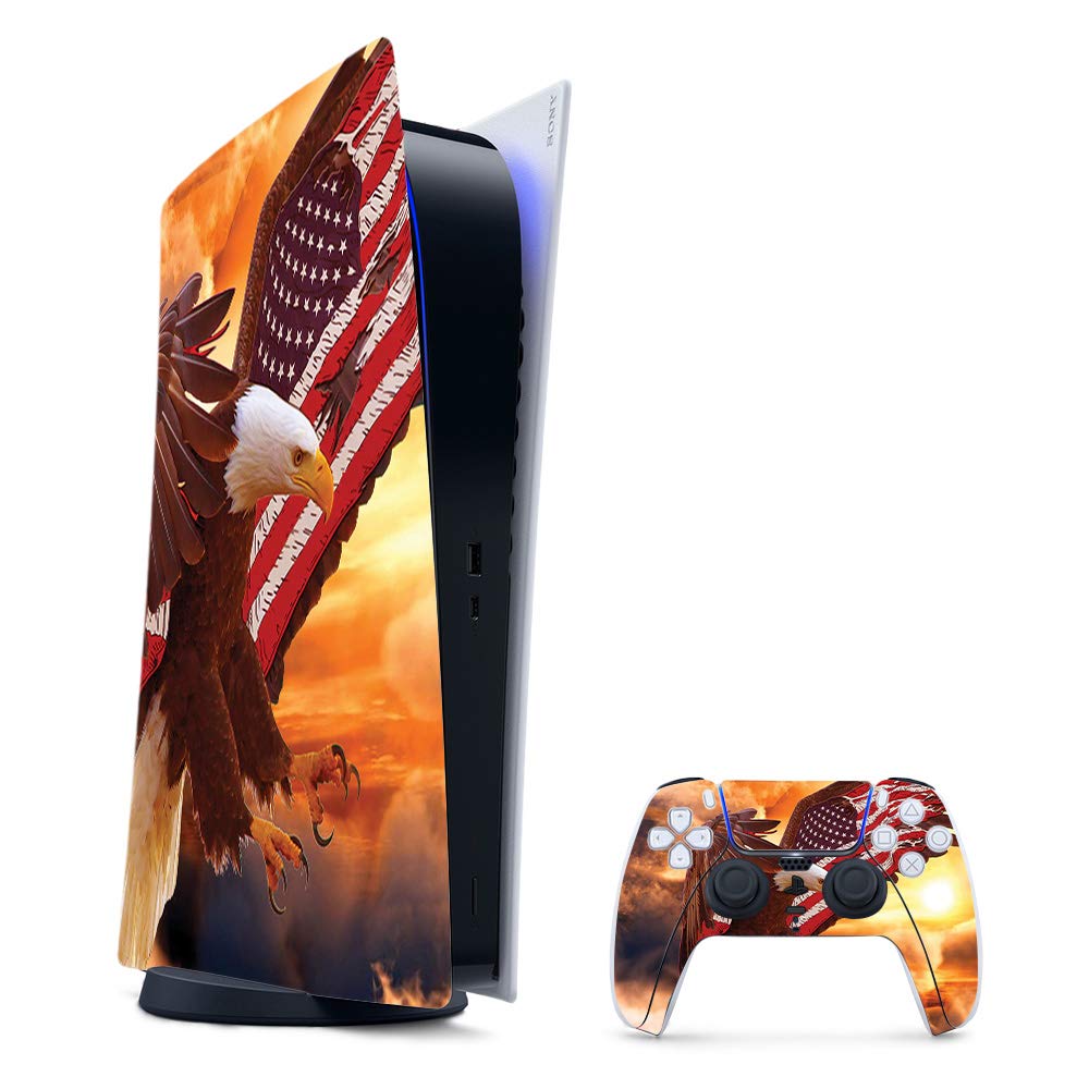 MightySkins Gaming Skin for PS5 / PlayStation 5 Digital Edition Bundle - Bald Eagle | Protective Viny wrap | Easy to Apply and Change Style | Made in The USA