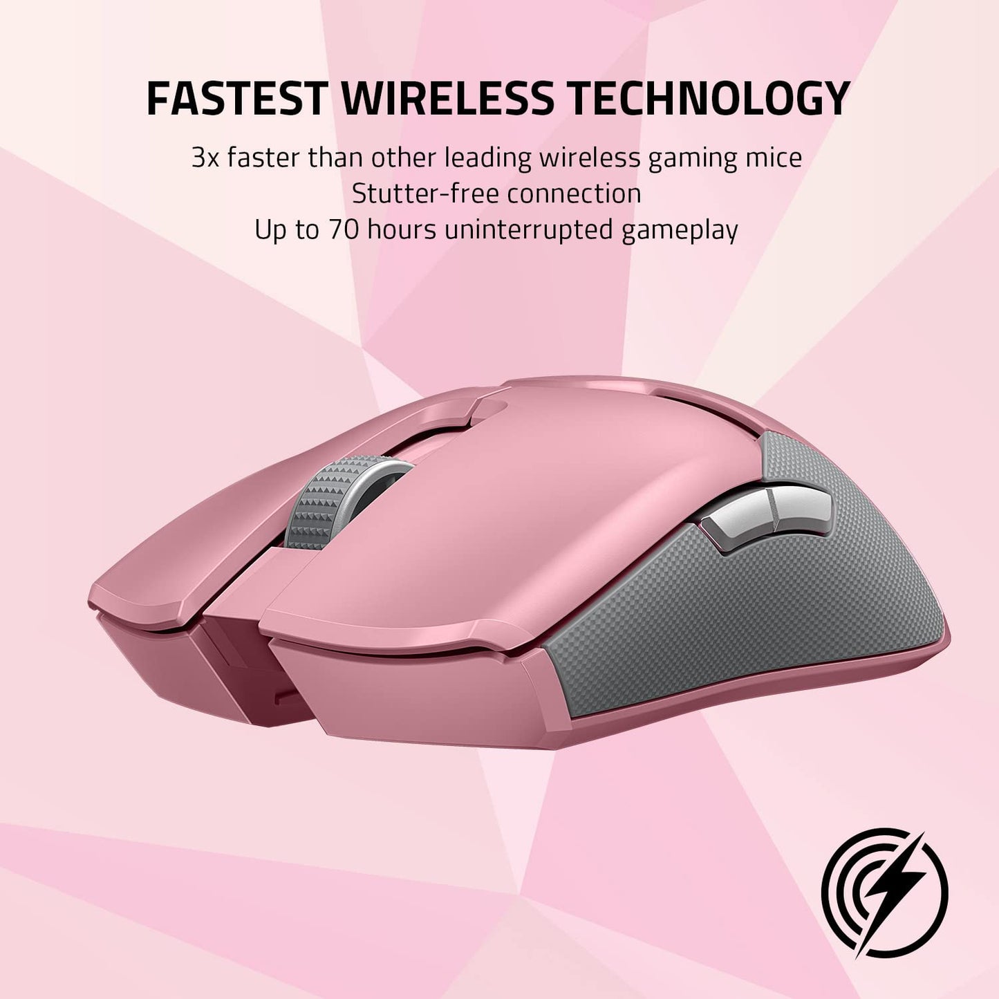 Razer Viper Ultimate Wireless Gaming Mouse with RGB Dock - 20K DPI, 70 Hr Battery, 78g - Quartz Pink