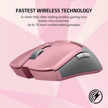 Razer Viper Ultimate Wireless Gaming Mouse with RGB Dock - 20K DPI, 70 Hr Battery, 78g - Quartz Pink